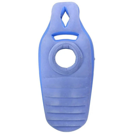 Aufblasbares Schwangerschaftskissen aus PVC und Baumwolle mit Bauchaussparung, auch als Yogamatte in Blau