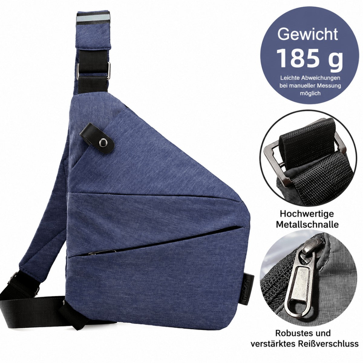 Diebstahlsichere Umhängetasche mit RFID-Schutz, schnittfestem Gurt und wasserabweisendem Polyester, Ansicht 36