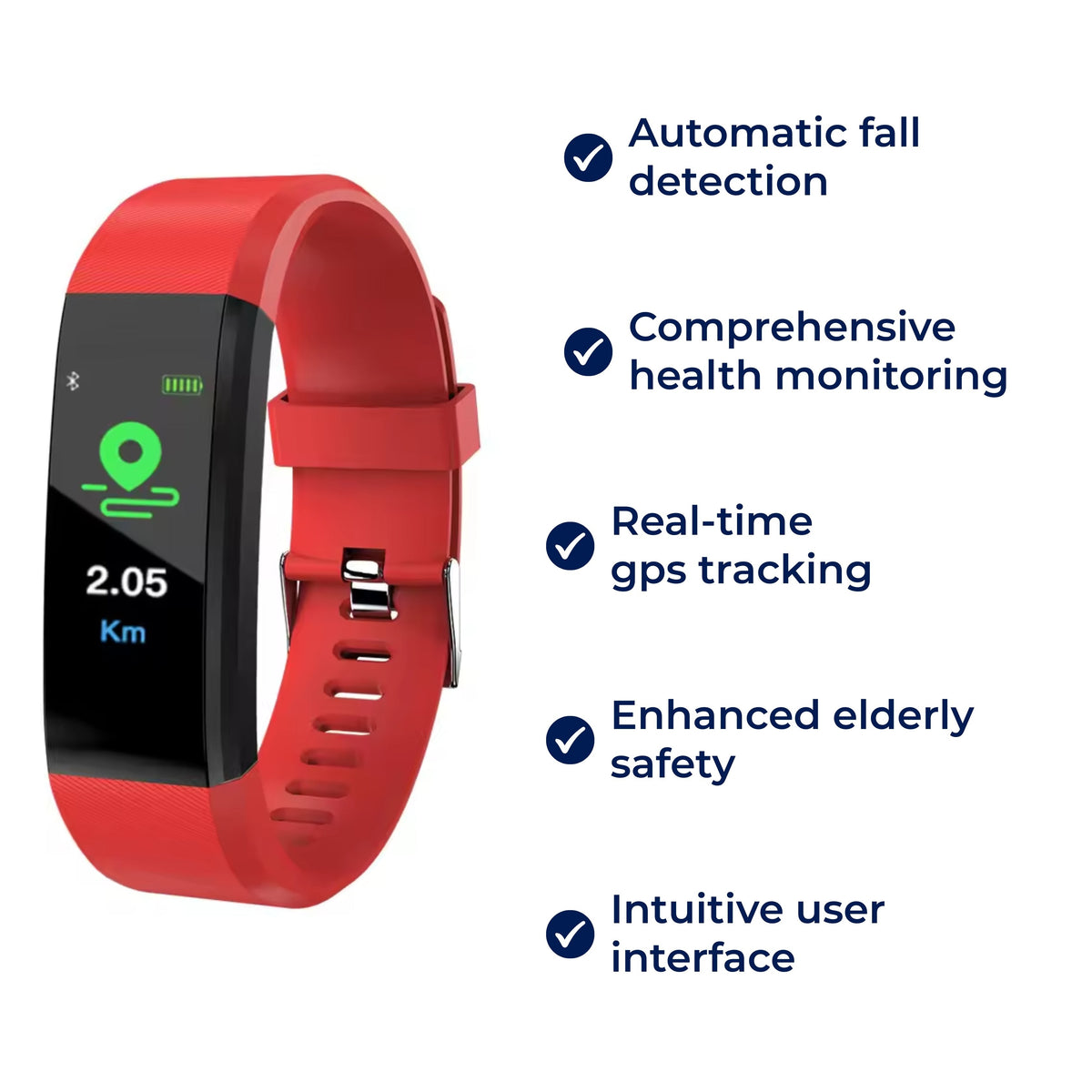 Fitness-Armband für Senioren mit Sturzerkennung, GPS-Standort, Notruftaste und Farbdisplay, Ansicht 9