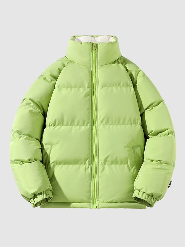 Herren-Pufferjacke mit Fleecefutter, Stehkragen und Reißverschluss für Herbst und Winter, Ansicht 12