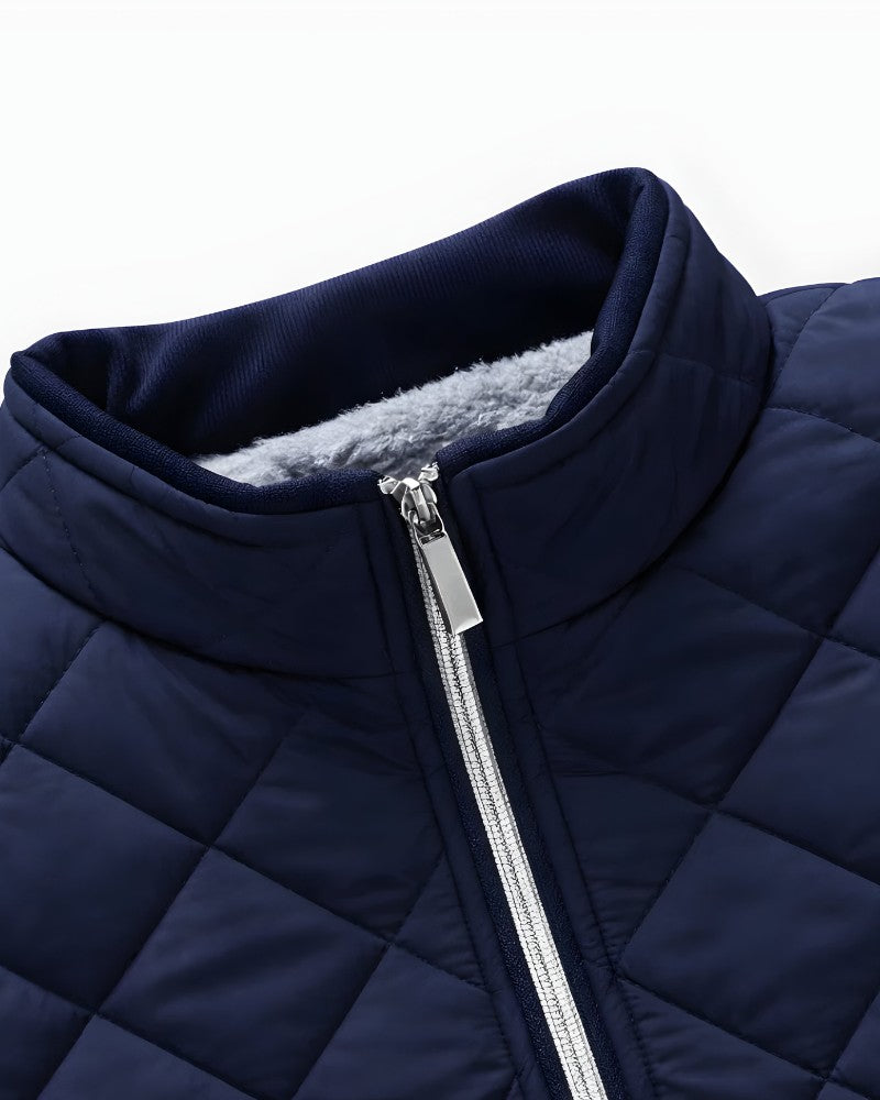 Herren-Steppjacke mit Rautensteppung, Plüschfutter und Stehkragen für Herbst und Winter, Ansicht 5