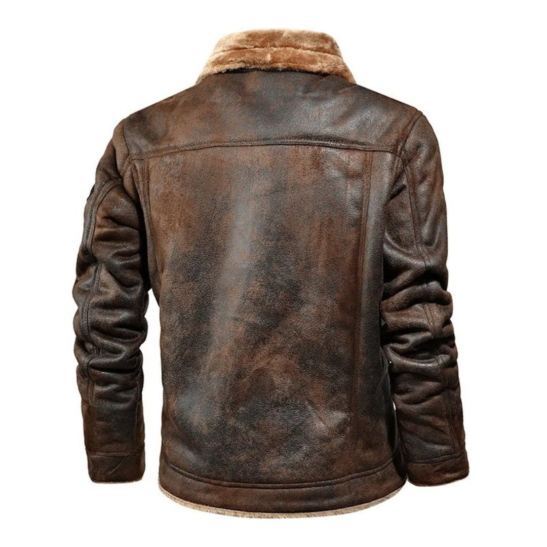 Herren-Winterjacke in Wildlederoptik mit Plüschkragen, warmem Futter und Brusttaschen, Ansicht 4