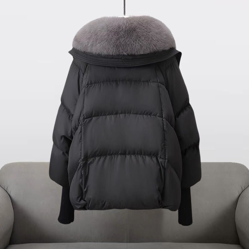 Kurze Damen-Steppjacke mit flauschigem Umlegekragen und Pattentaschen für den Winter, Ansicht 5
