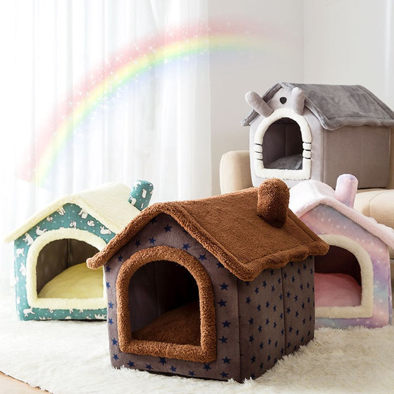 Kuscheliges Tierhaus mit Dach, abnehmbarem, waschbarem Bezug und rutschfestem Boden für Katzen und kleine Hunde, Ansicht 11