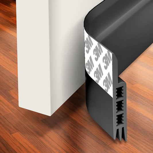 Selbstklebender Zugluftstopper aus Silikon für Türen mit starkem Klebestreifen, 99 cm lang in Schwarz