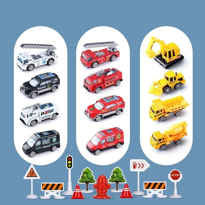 Spielset mit Transportflugzeug aus ABS-Kunststoff, Spielzeugautos und Verkehrszubehör für Kinder ab 3 Jahren, Ansicht 9