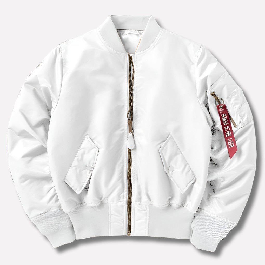 Unisex-Bomberjacke mit Rippstrickkragen, Ärmeltasche und Reißverschluss für Herbst und Winter, Ansicht 12
