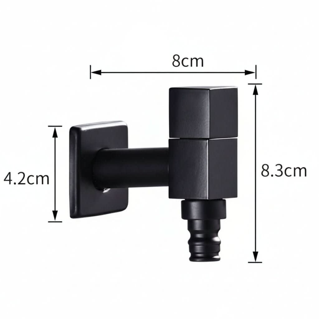 Wandwasserhahn aus Messing in Mattschwarz mit G1/2-Anschluss für Garten, Bad und Waschmaschine, Ansicht 18