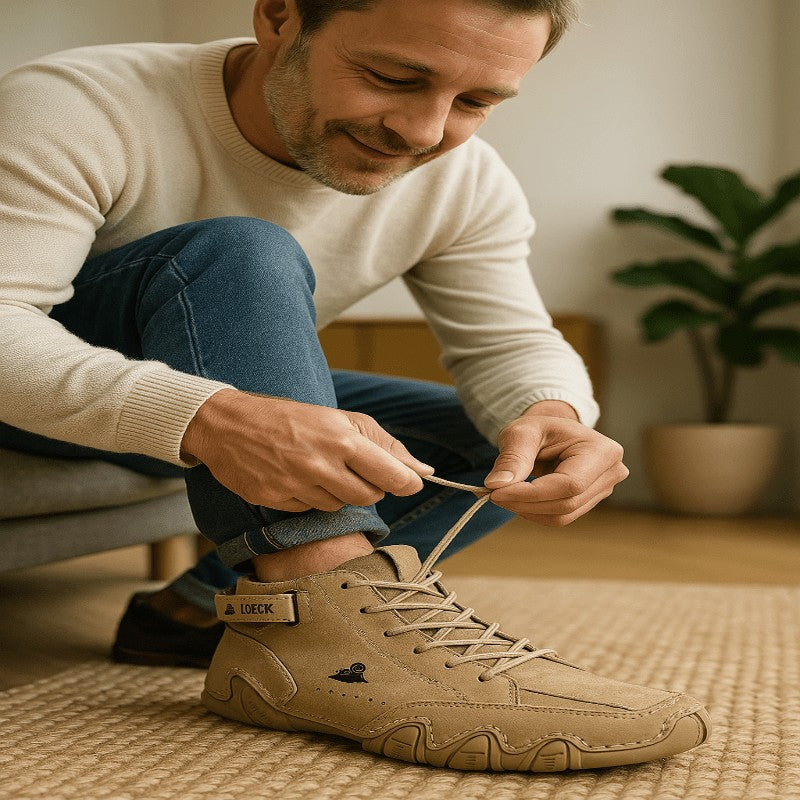 Wasserabweisende Freizeitschuhe aus Leder mit Klettriemen, Belüftungskanälen und rutschfester Gummisohle, Ansicht 8