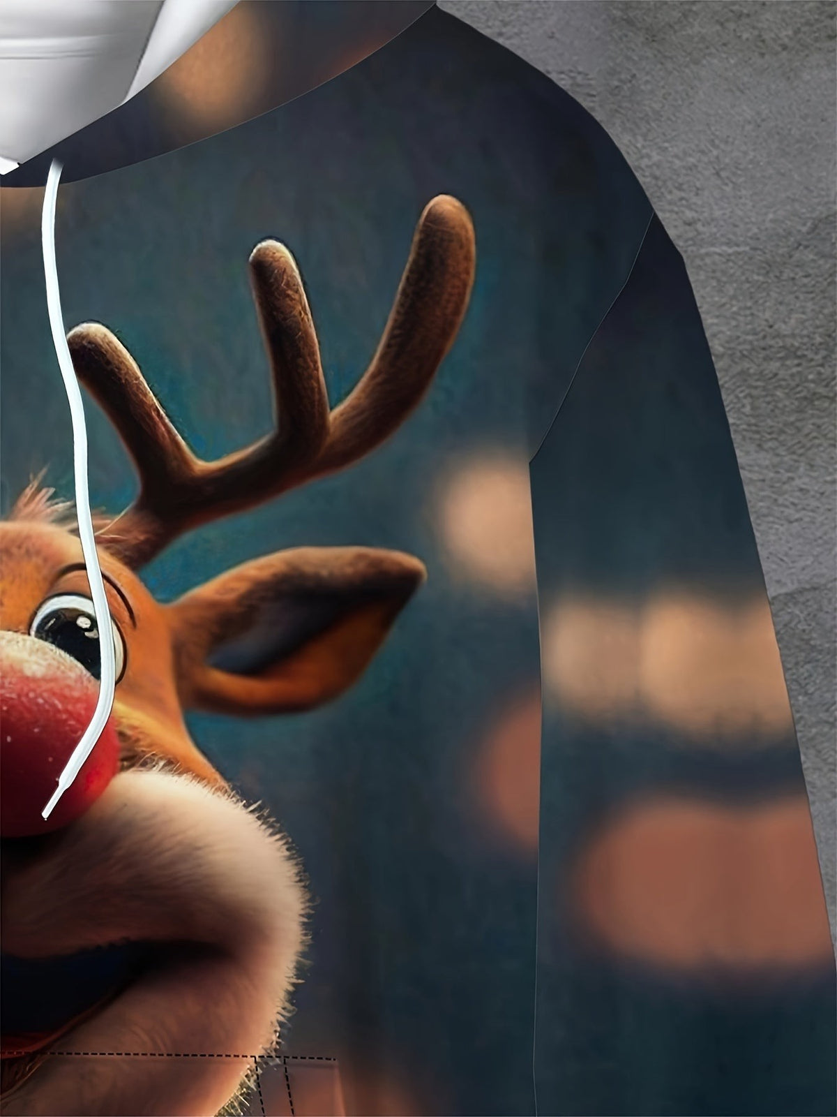 Weihnachts-Hoodie mit Rentier-Motiv, Kapuze und Kängurutasche aus Polyestermischung, Ansicht 5