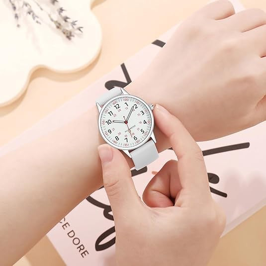 Analoge Pflegeuhr mit Silikonarmband, Sekundenzeiger und Pulsskala für Pflegekräfte, Ansicht 12