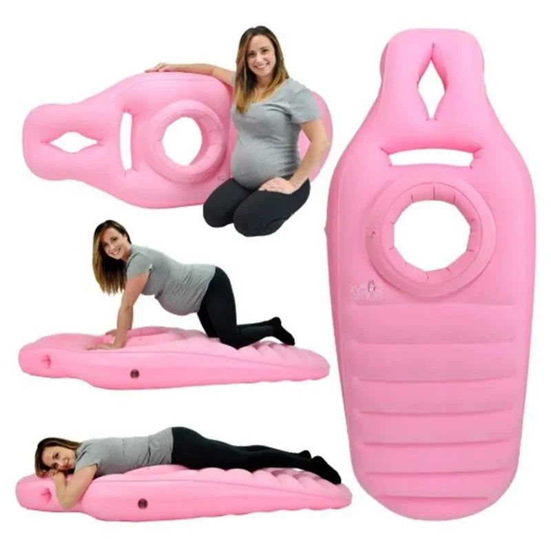 Aufblasbares Schwangerschaftskissen aus PVC und Baumwolle mit Bauchaussparung, auch als Yogamatte, Ansicht 4