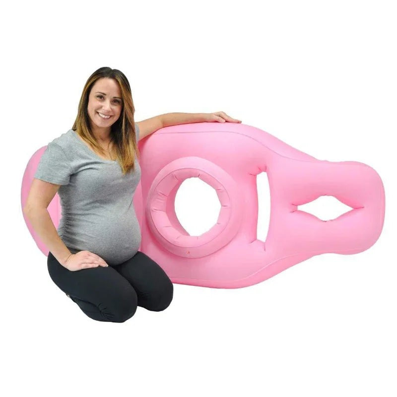 Aufblasbares Schwangerschaftskissen aus PVC und Baumwolle mit Bauchaussparung, auch als Yogamatte, Ansicht 5