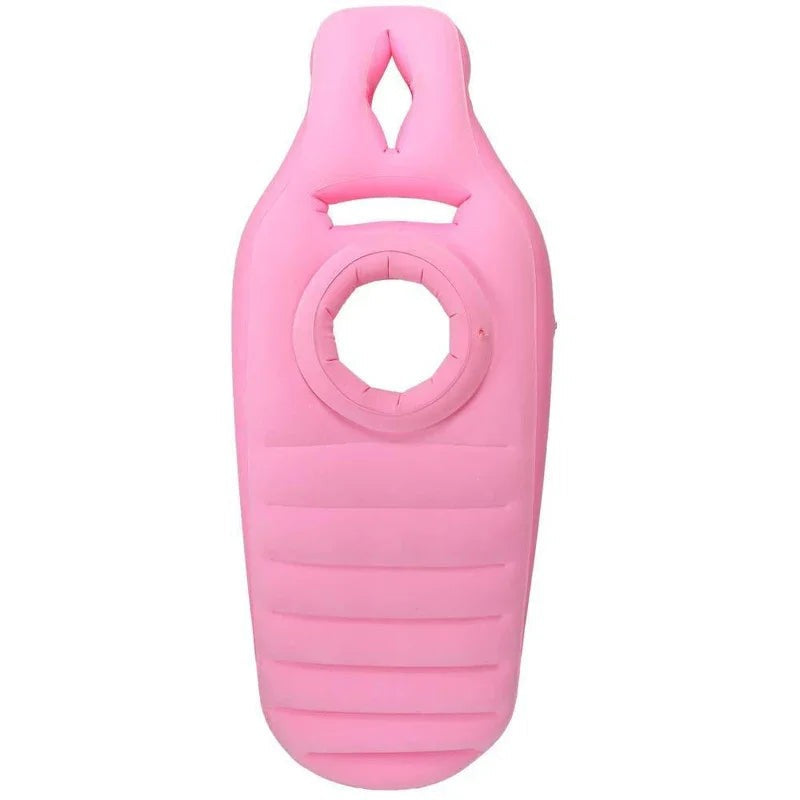 Aufblasbares Schwangerschaftskissen aus PVC und Baumwolle mit Bauchaussparung, auch als Yogamatte in Rosa