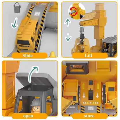 Baustellen-Spielset zum Schrauben mit Baufahrzeugen, Transporter und Schraubendreher, Ansicht 4
