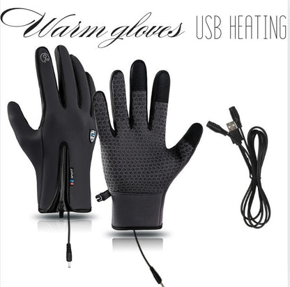 Beheizbare Winterhandschuhe mit USB-Heizung, Touchscreen-Fingerspitzen und winddichtem Obermaterial in Grau