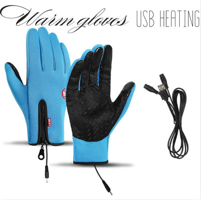 Beheizbare Winterhandschuhe mit USB-Heizung, Touchscreen-Fingerspitzen und winddichtem Obermaterial in Marineblau
