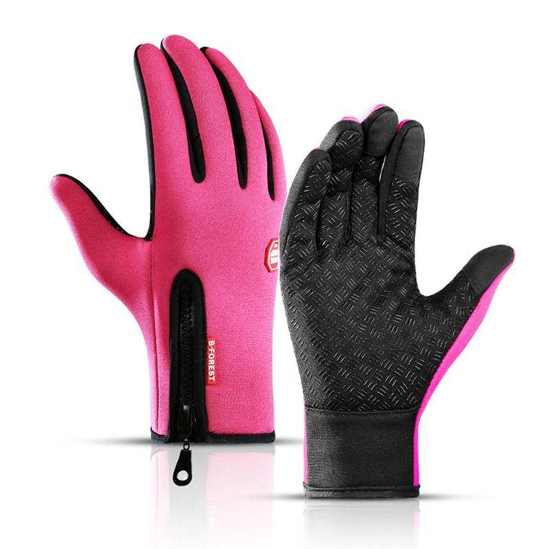 Beheizbare Winterhandschuhe mit USB-Heizung, Touchscreen-Fingerspitzen und winddichtem Obermaterial in Rosa