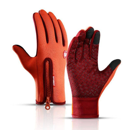 Beheizbare Winterhandschuhe mit USB-Heizung, Touchscreen-Fingerspitzen und winddichtem Obermaterial in Orange
