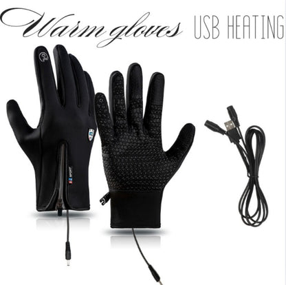 Beheizbare Winterhandschuhe mit USB-Heizung, Touchscreen-Fingerspitzen und winddichtem Obermaterial in Schwarz