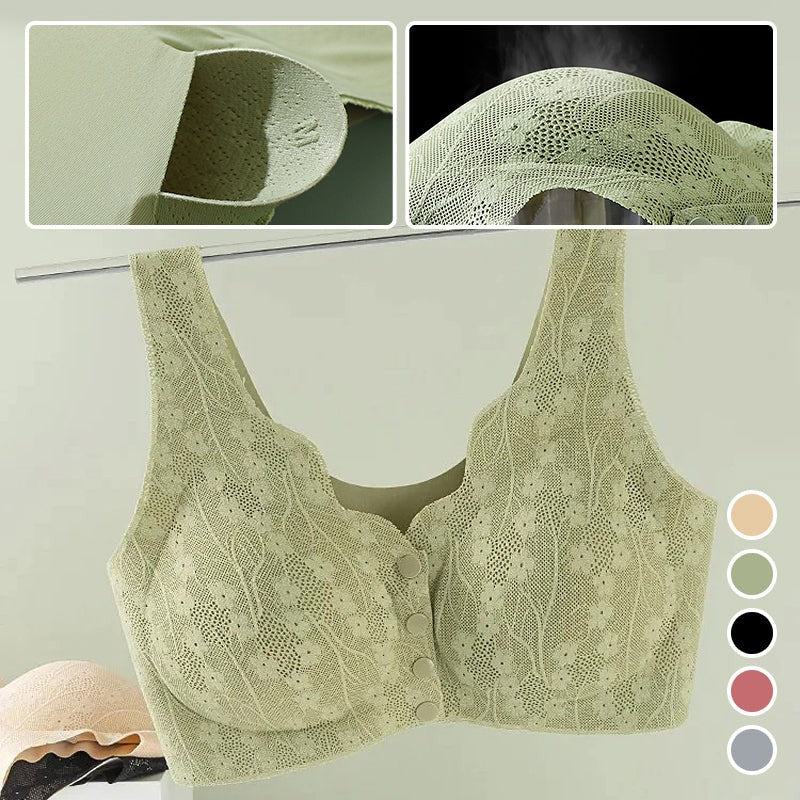 Bügelloser BH mit Vorderverschluss aus elastischem Spitzenstoff mit herausnehmbaren Pads, Ansicht 8