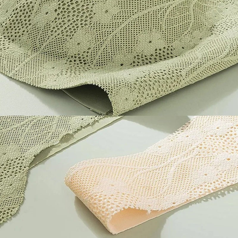 Bügelloser BH mit Vorderverschluss aus elastischem Spitzenstoff mit herausnehmbaren Pads, Ansicht 15