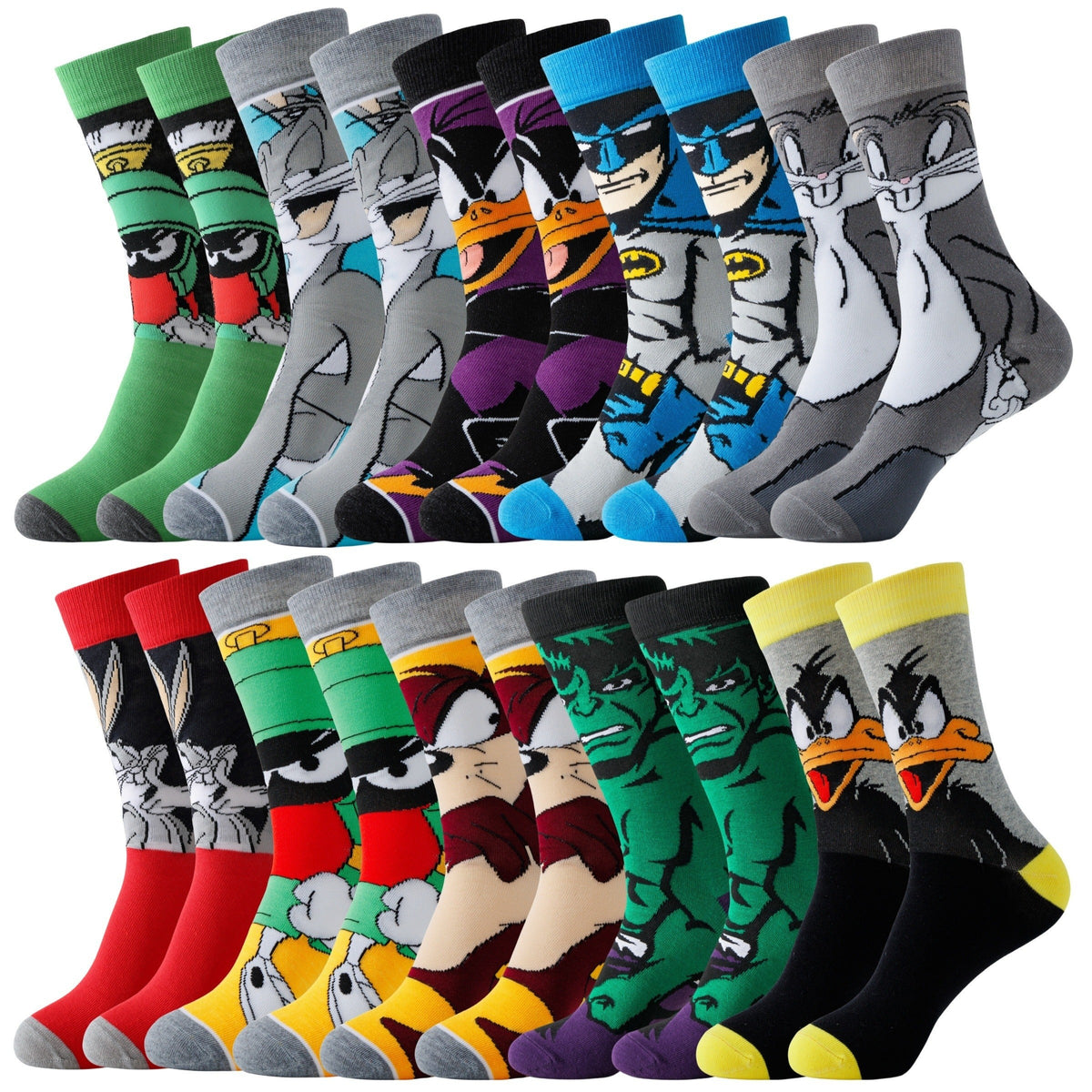 Bunte Motivsocken mit Comic-Figuren aus Polyester-Elasthan im 5er- oder 10er-Set, Ansicht 7
