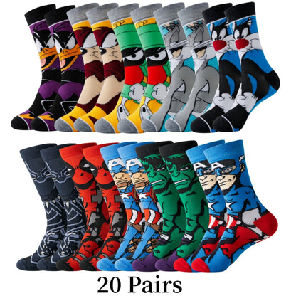 Bunte Motivsocken mit Comic-Figuren aus Polyester-Elasthan im 5er- oder 10er-Set, Ansicht 2