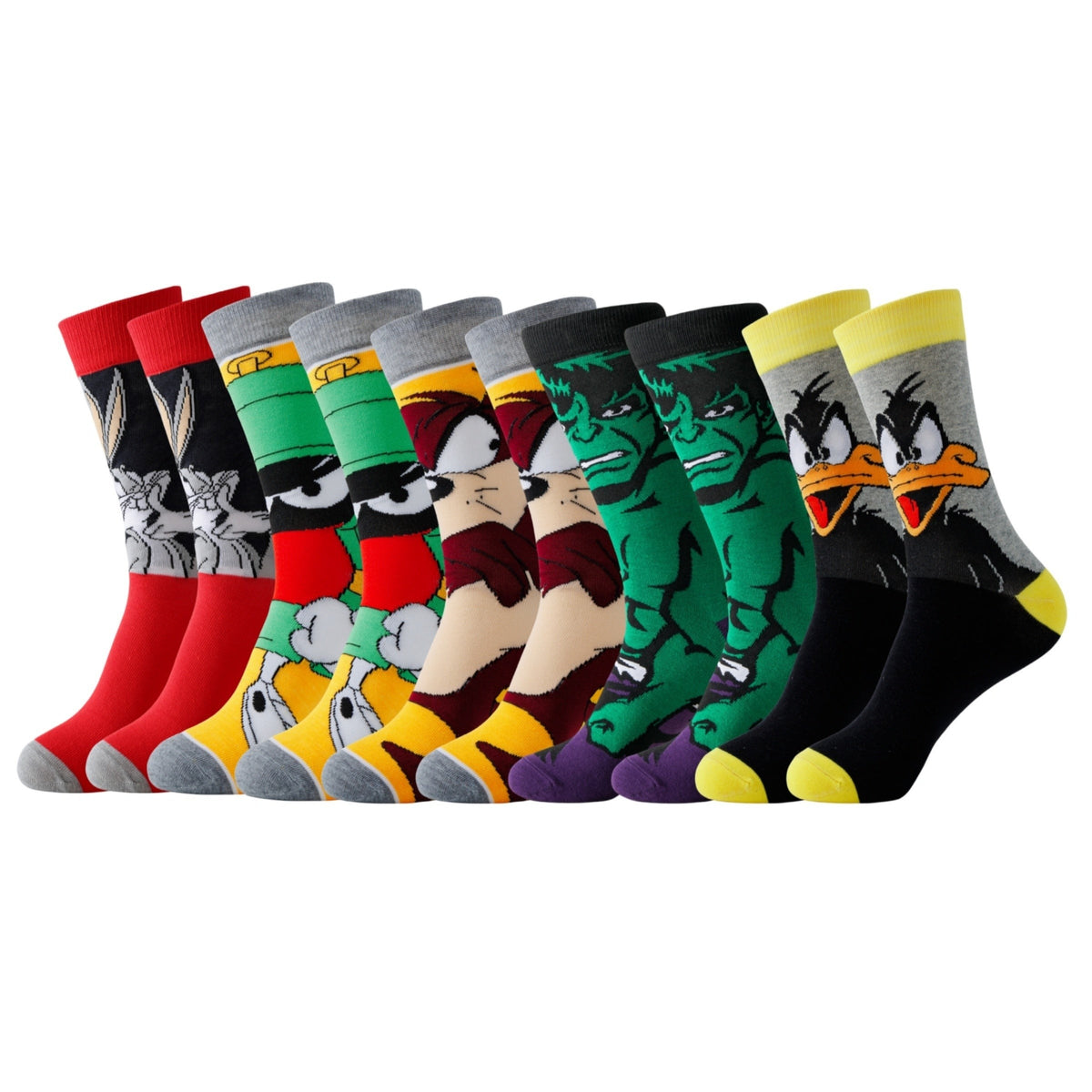 Bunte Motivsocken mit Comic-Figuren aus Polyester-Elasthan im 5er- oder 10er-Set, Ansicht 4