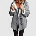 Damen-Dufflejacke in Wildlederoptik mit Fleecefutter, Kapuze und Knebelverschluss