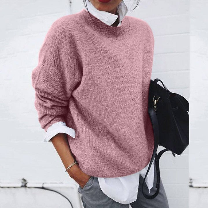 Damen-Feinstrickpullover mit Rundhals und überschnittenen Schultern für Herbst und Winter, Ansicht 6