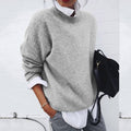 Damen-Feinstrickpullover mit Rundhals und überschnittenen Schultern für Herbst und Winter