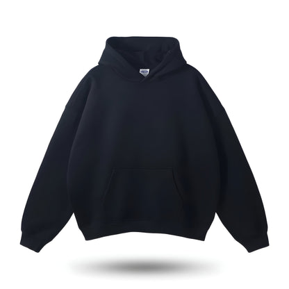 Damen-Hoodie mit eingearbeiteten Gewichten, Kängurutasche und überschnittenen Schultern in Onyxschwarz
