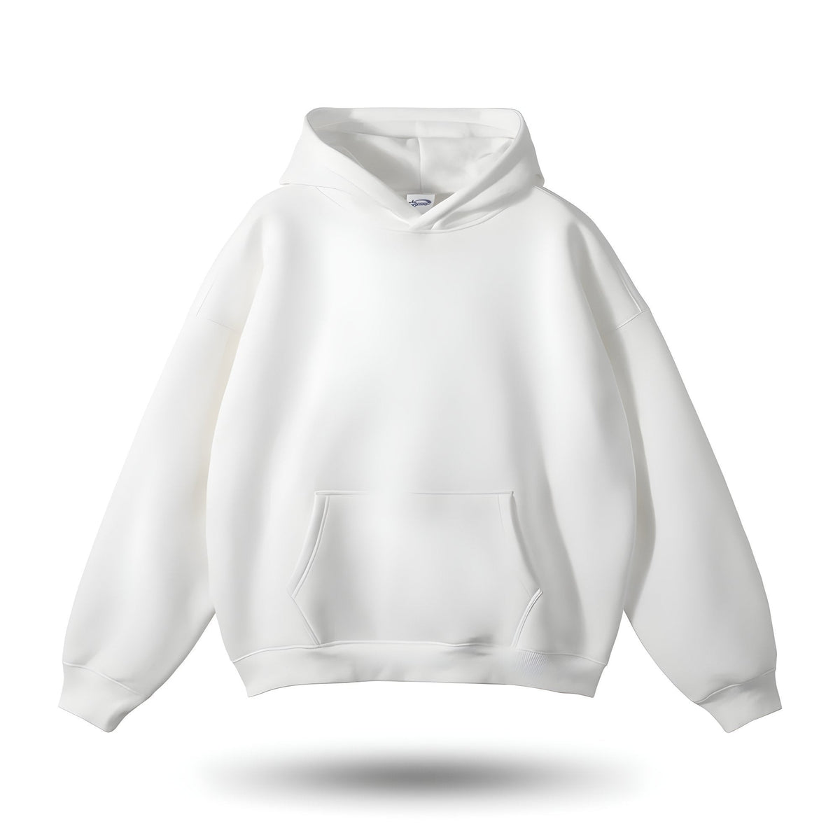 Damen-Hoodie mit eingearbeiteten Gewichten, Kängurutasche und überschnittenen Schultern in Schneeweiß