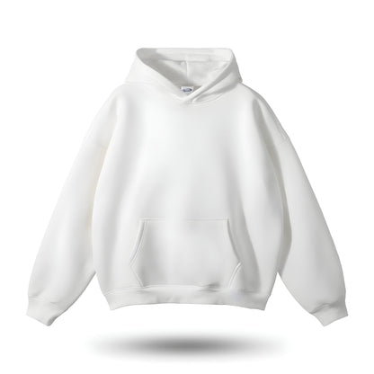Damen-Hoodie mit eingearbeiteten Gewichten, Kängurutasche und überschnittenen Schultern in Schneeweiß