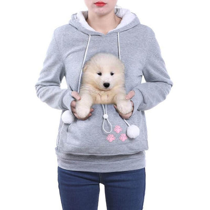Damen-Hoodie mit Katzentasche, Kapuze und Kordelzug mit Pompons, Ansicht 6
