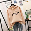 Damen-Hoodie mit Smile-Print, Kapuze mit Tunnelzug und Rippbündchen