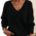 Damen-Kaschmirpullover mit breitem V-Ausschnitt und überschnittenen Schultern