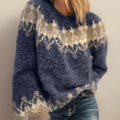 Damen-Norwegerpullover mit Fair-Isle-Jacquardmuster und Rundhals für den Winter