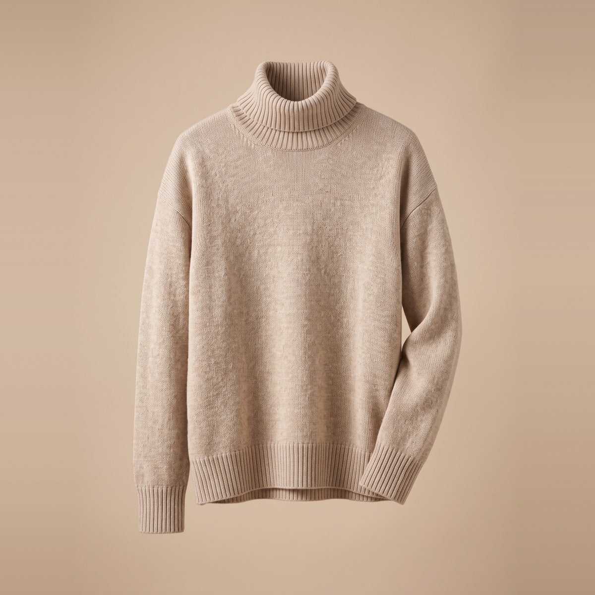 Damen-Rollkragenpullover aus Kaschmirmischung in Beige, Vorderansicht
