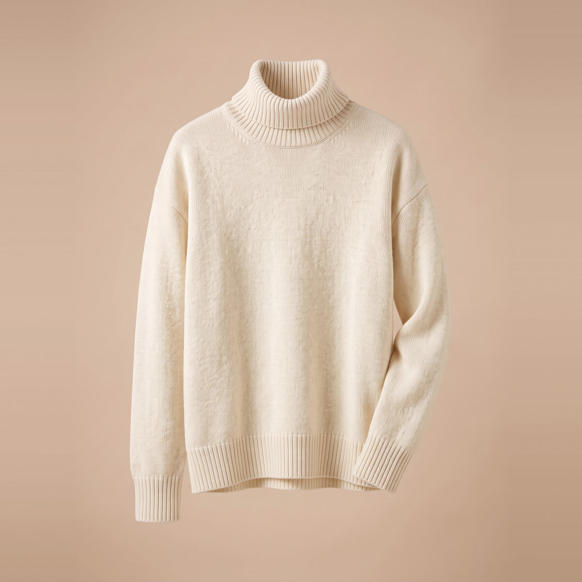 Damen-Rollkragenpullover aus Kaschmirmischung in Creme, Vorderansicht