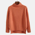 Damen-Rollkragenpullover aus Rippstrick mit Raglanärmeln und Seitenschlitzen