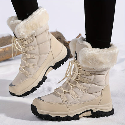 Damen-Schnürwinterstiefel mit Kunstfellrand, weichem Futter und griffiger Gummisohle, Ansicht 3