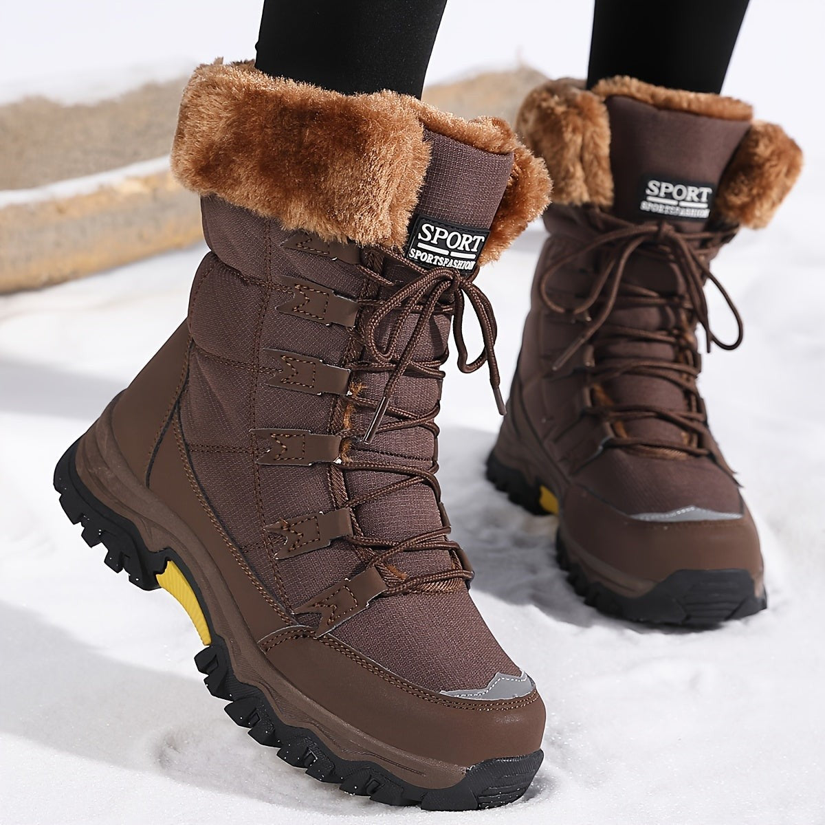 Damen-Schnürwinterstiefel mit Kunstfellrand, weichem Futter und griffiger Gummisohle, Ansicht 5