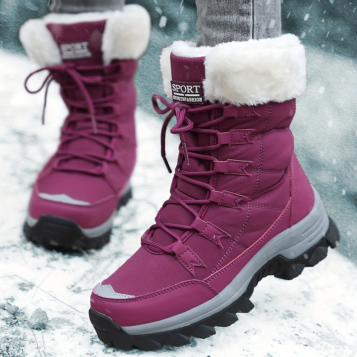Damen-Schnürwinterstiefel mit Kunstfellrand, weichem Futter und griffiger Gummisohle, Ansicht 10