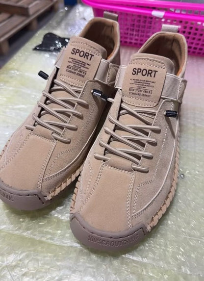 Damen-Sneaker mit Klettriemen, Schnürung und gedämpfter Sohle in weiter Passform für jeden Tag in Beige