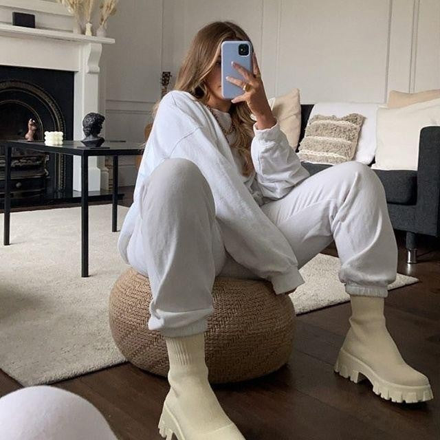 Damen-Sock-Boots aus Strick mit Plateausohle und grobem Profil, Ansicht 11