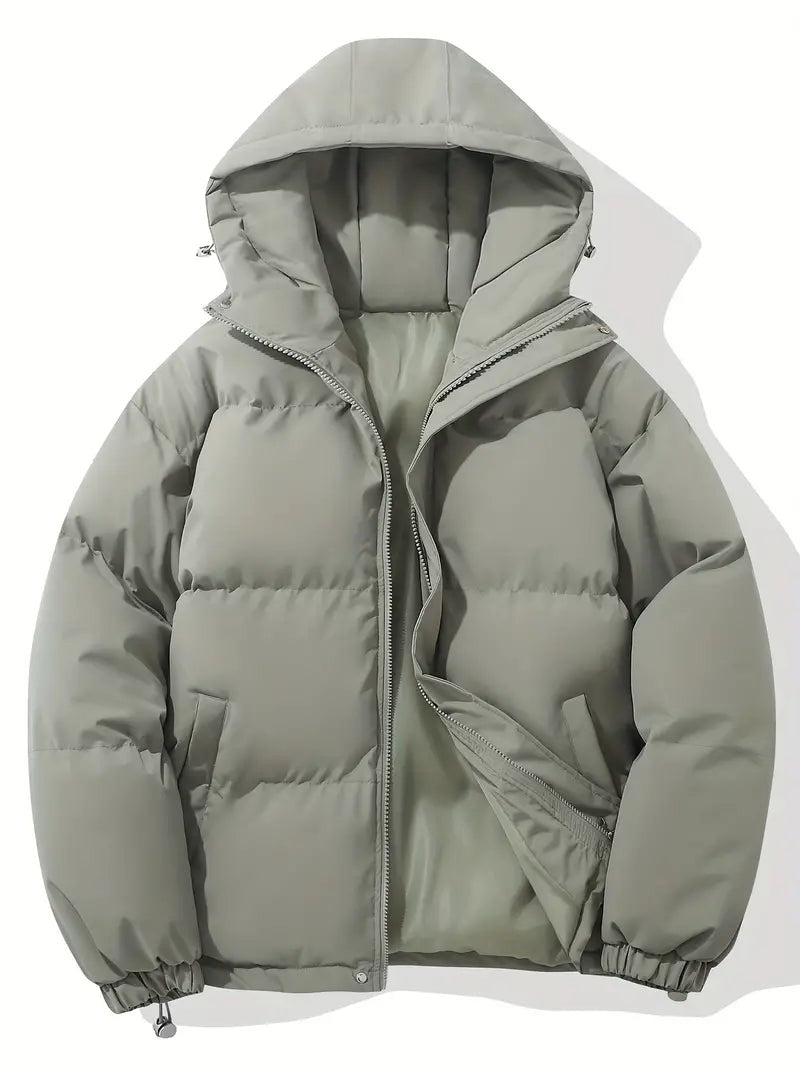 Damen-Steppjacke mit Kapuze, wasserabweisendem Obermaterial und warmem Futter in Hellgrau