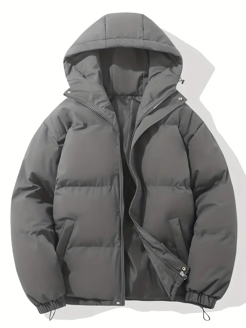 Damen-Steppjacke mit Kapuze, wasserabweisendem Obermaterial und warmem Futter in Dunkelgrau