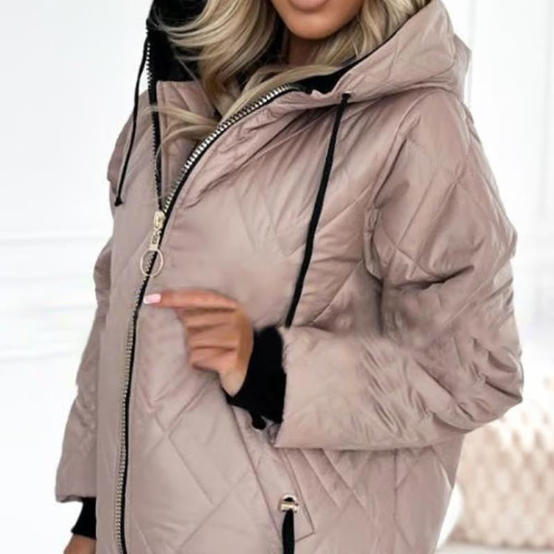 Damen-Steppjacke mit Rautensteppung, Kapuze mit Kordelzug und Reißverschlusstaschen, Ansicht 5